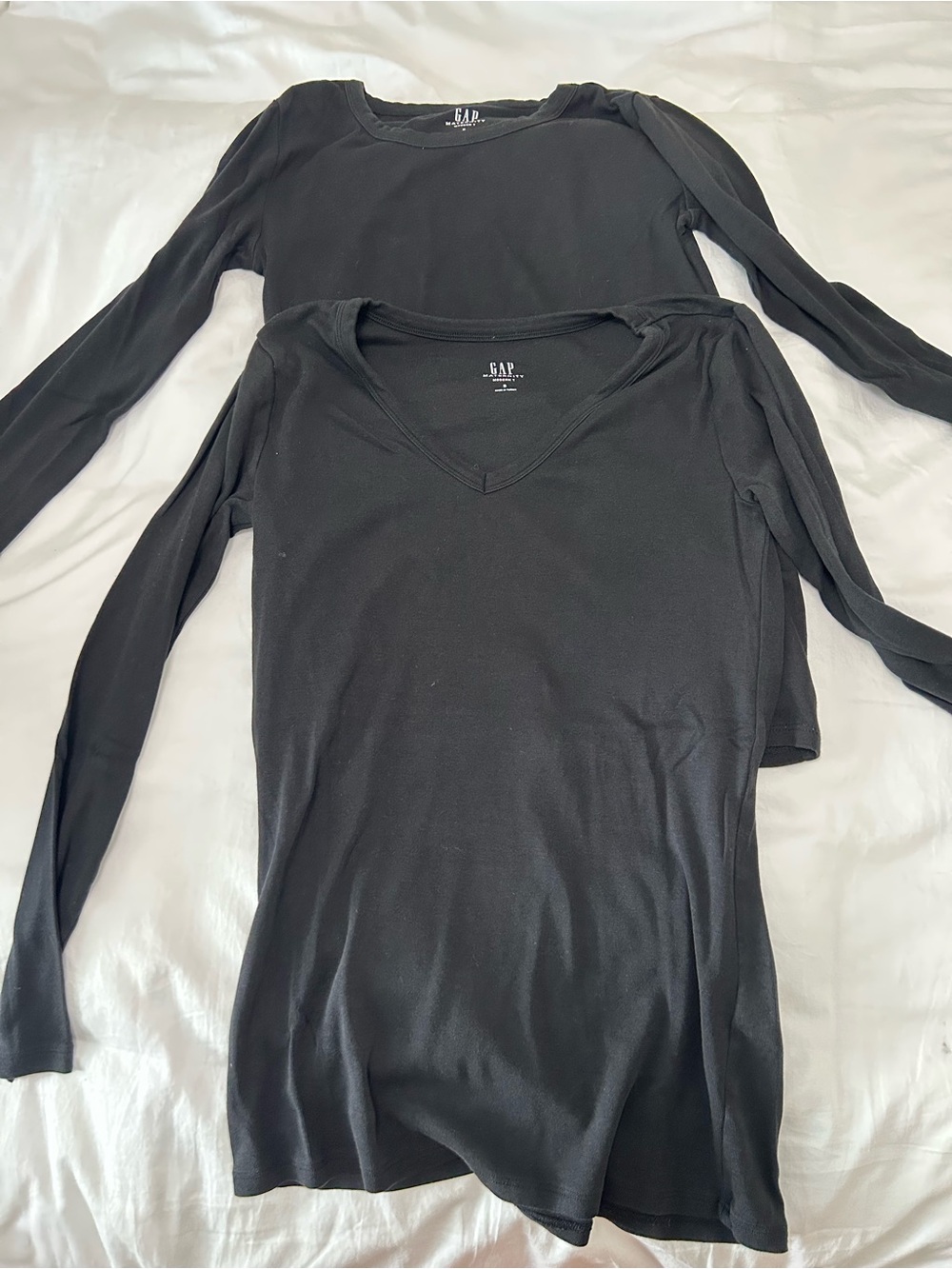 GAP Women’s Black Long Sleeve and Sleeveless Maternity Shirt Bundle